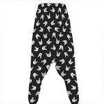 Rock And Roll Hand Sign Pattern Print Hammer Pants