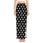 Rock And Roll Hand Sign Pattern Print High Slit Maxi Skirt