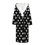 Rock And Roll Hand Sign Pattern Print Hooded Bathrobe