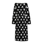 Rock And Roll Hand Sign Pattern Print Hooded Bathrobe