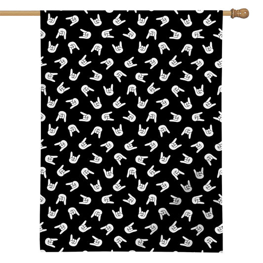 Rock And Roll Hand Sign Pattern Print House Flag