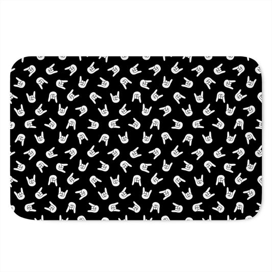 Rock And Roll Hand Sign Pattern Print Indoor Door Mat