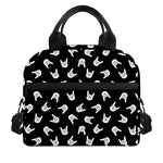 Rock And Roll Hand Sign Pattern Print Insulated Lunch Bag