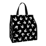 Rock And Roll Hand Sign Pattern Print Insulated Lunch Tote