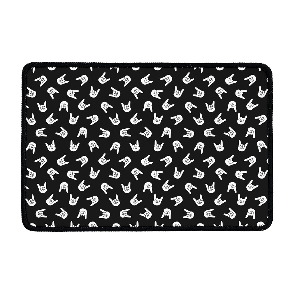 Rock And Roll Hand Sign Pattern Print Kitchen Mat