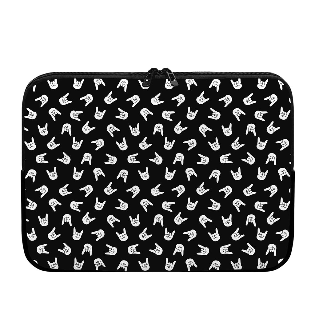 Rock And Roll Hand Sign Pattern Print Laptop Sleeve