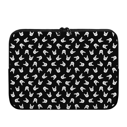 Rock And Roll Hand Sign Pattern Print Laptop Sleeve