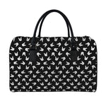 Rock And Roll Hand Sign Pattern Print Leather Duffle Bag