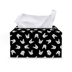 Rock And Roll Hand Sign Pattern Print Leather Tissue Box Cover