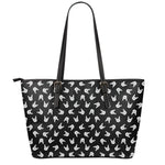 Rock And Roll Hand Sign Pattern Print Leather Tote Bag