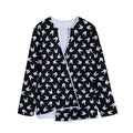 Rock And Roll Hand Sign Pattern Print Long Sleeve Short Coat