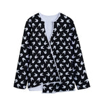 Rock And Roll Hand Sign Pattern Print Long Sleeve Short Coat