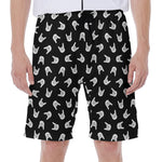 Rock And Roll Hand Sign Pattern Print Men's Beach Shorts