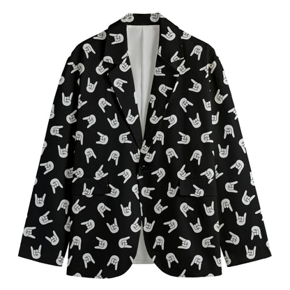 Rock And Roll Hand Sign Pattern Print Men's Blazer