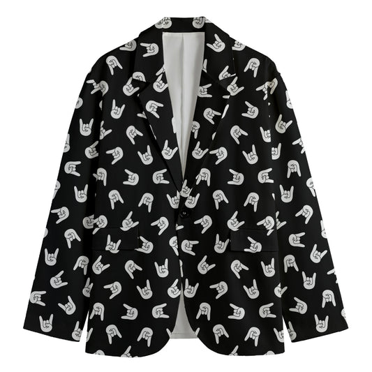 Rock And Roll Hand Sign Pattern Print Men's Blazer