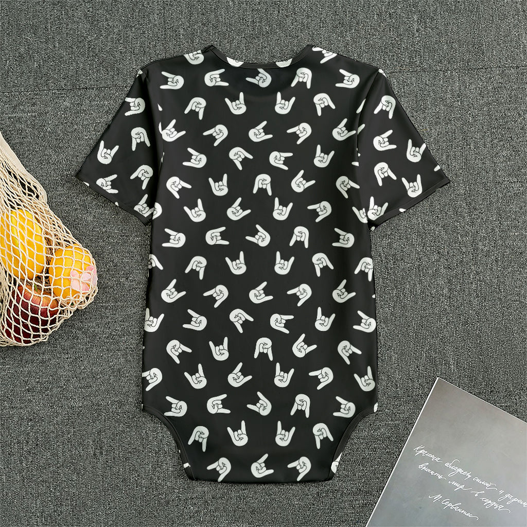 Rock And Roll Hand Sign Pattern Print Men's Bodysuit