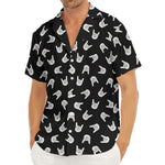 Rock And Roll Hand Sign Pattern Print Men's Deep V-Neck Shirt