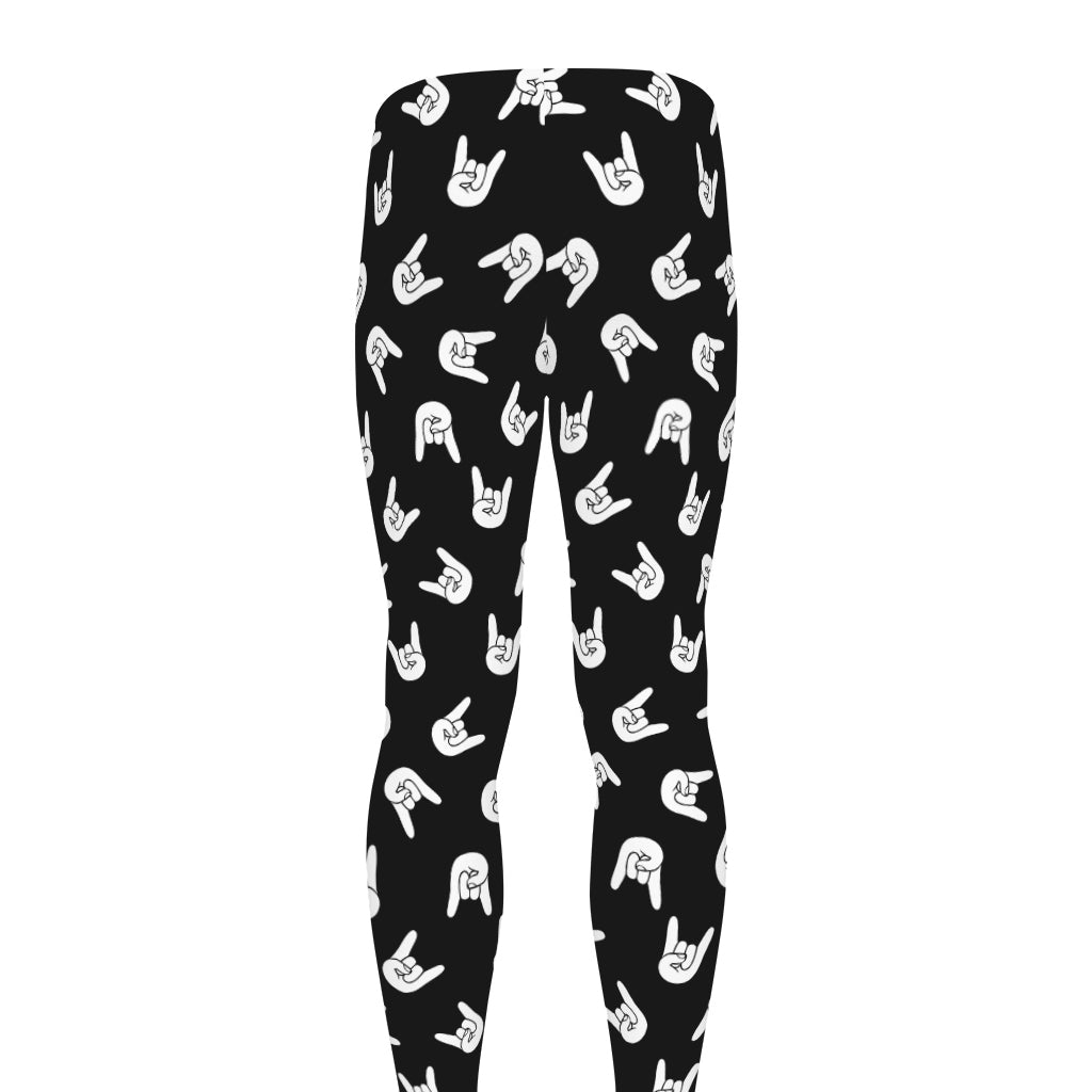 Rock And Roll Hand Sign Pattern Print Men's leggings