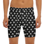 Rock And Roll Hand Sign Pattern Print Men's Long Boxer Briefs
