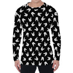 Rock And Roll Hand Sign Pattern Print Men's Long Sleeve T-Shirt