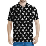 Rock And Roll Hand Sign Pattern Print Men's Polo Shirt