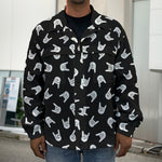 Rock And Roll Hand Sign Pattern Print Men's Shirt Jacket