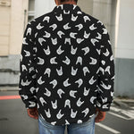 Rock And Roll Hand Sign Pattern Print Men's Shirt Jacket