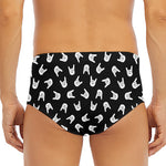 Rock And Roll Hand Sign Pattern Print Men's Triangle Swim Briefs