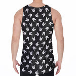 Rock And Roll Hand Sign Pattern Print Men's Velvet Tank Top