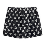 Rock And Roll Hand Sign Pattern Print Mesh Shorts