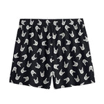 Rock And Roll Hand Sign Pattern Print Mesh Shorts