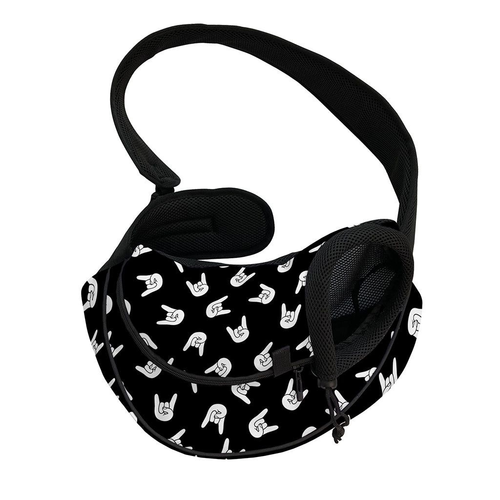 Rock And Roll Hand Sign Pattern Print Pet Sling Carrier