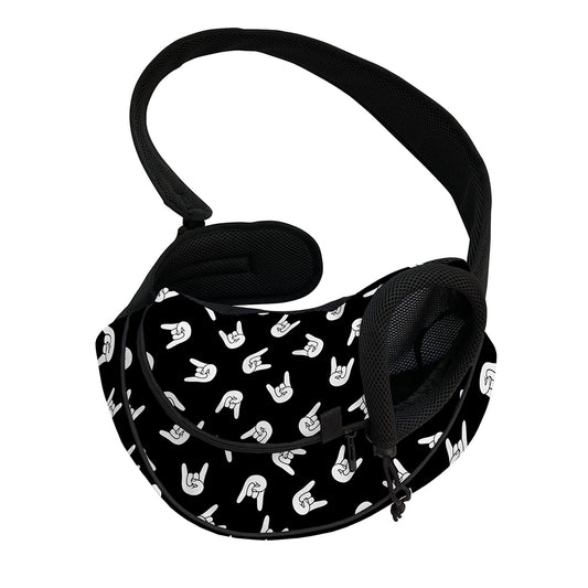 Rock And Roll Hand Sign Pattern Print Pet Sling Carrier