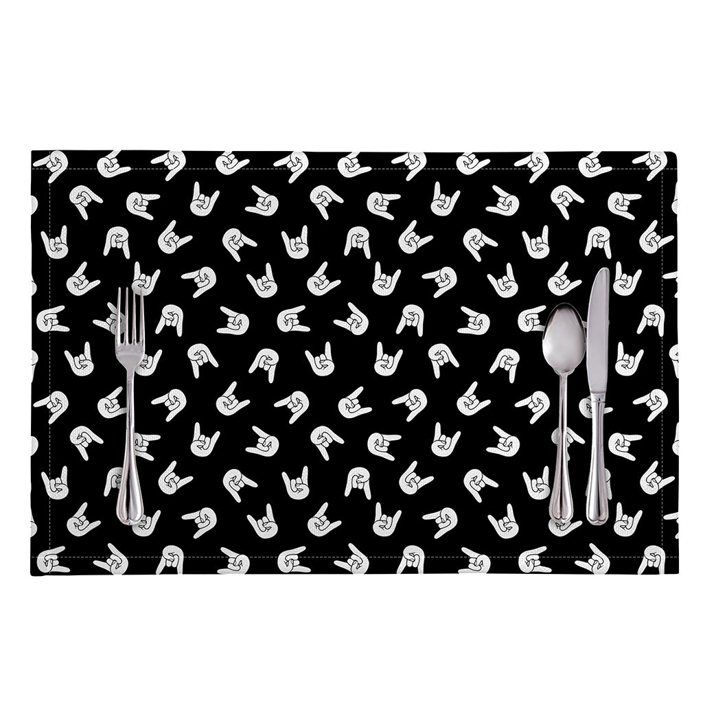 Rock And Roll Hand Sign Pattern Print Placemat