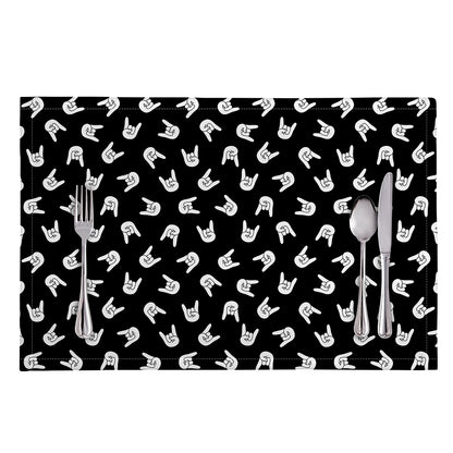 Rock And Roll Hand Sign Pattern Print Placemat