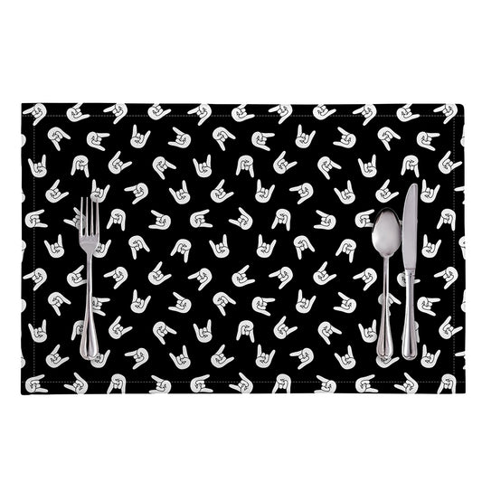 Rock And Roll Hand Sign Pattern Print Placemat