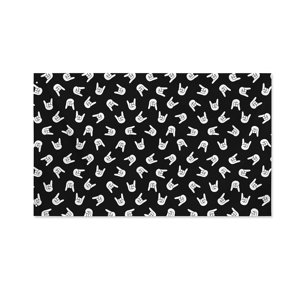 Rock And Roll Hand Sign Pattern Print Polyester Flag