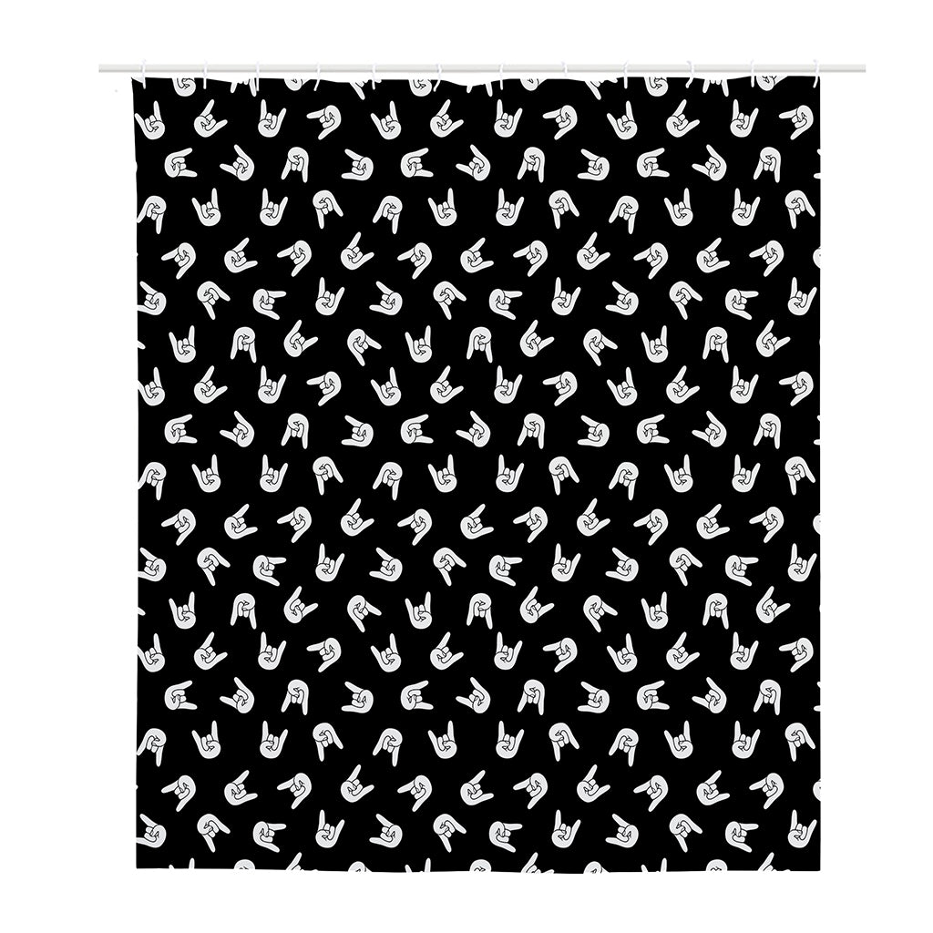 Rock And Roll Hand Sign Pattern Print Polyester Shower Curtain