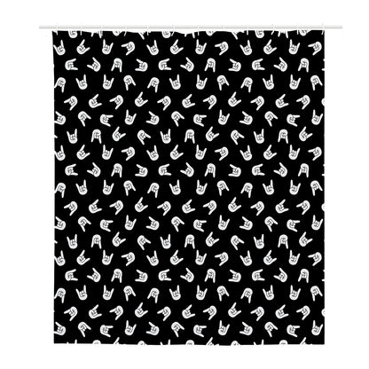 Rock And Roll Hand Sign Pattern Print Polyester Shower Curtain