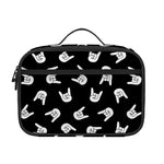 Rock And Roll Hand Sign Pattern Print Portable Lunch Bag