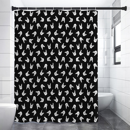 Rock And Roll Hand Sign Pattern Print Premium Shower Curtain