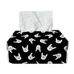 Rock And Roll Hand Sign Pattern Print Rectangle Tissue Box Cover