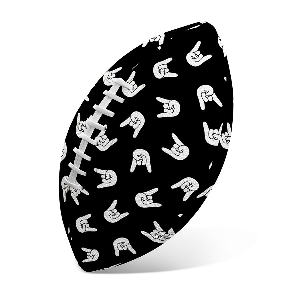Rock And Roll Hand Sign Pattern Print Rugby Ball