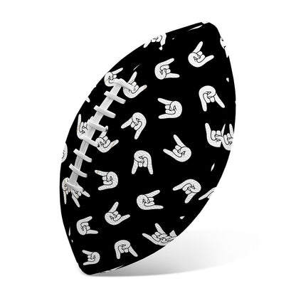 Rock And Roll Hand Sign Pattern Print Rugby Ball