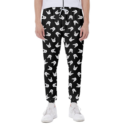 Rock And Roll Hand Sign Pattern Print Scuba Joggers