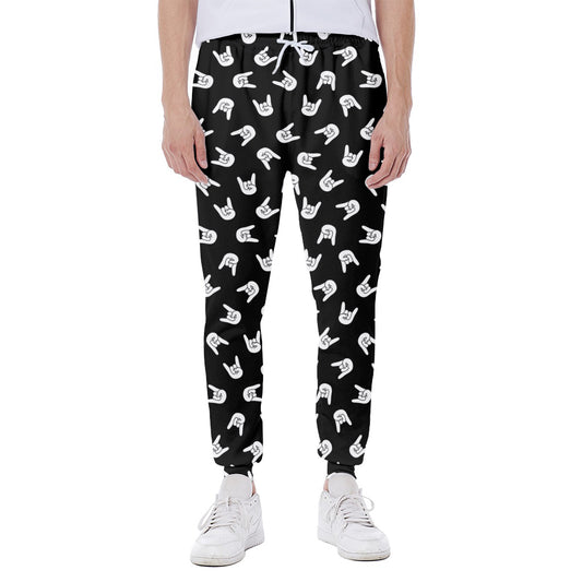Rock And Roll Hand Sign Pattern Print Scuba Joggers