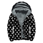 Rock And Roll Hand Sign Pattern Print Sherpa Lined Zip Up Hoodie