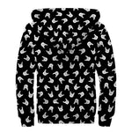 Rock And Roll Hand Sign Pattern Print Sherpa Lined Zip Up Hoodie