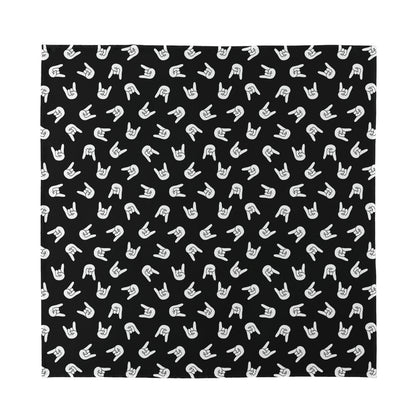 Rock And Roll Hand Sign Pattern Print Silk Bandana