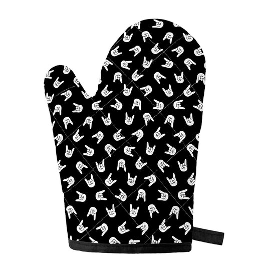 Rock And Roll Hand Sign Pattern Print Single Oven Mitt